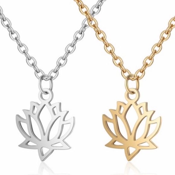 Jewelry - Lotus flower pendant necklace gold or silver